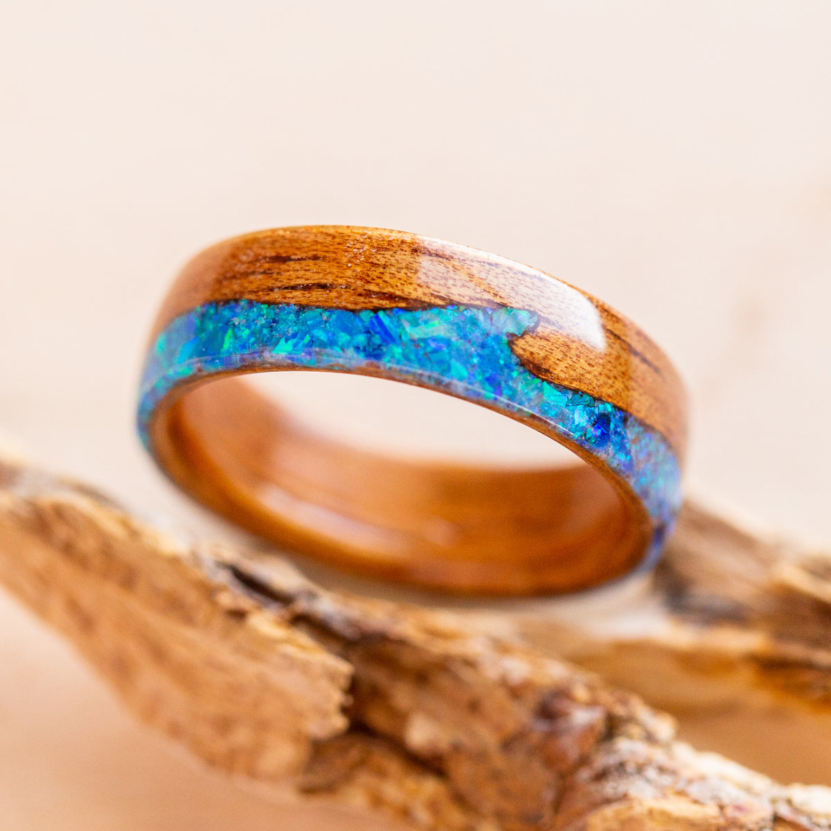 Blue on sale wood ring