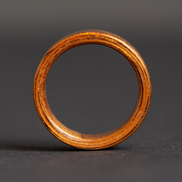 Koa Wood Ring Anniversary Ring, Turquoise Mountain Range Wood Ring