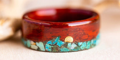 wooden ring made from padauk wood