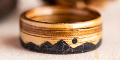 wooden ring made from zebra wood