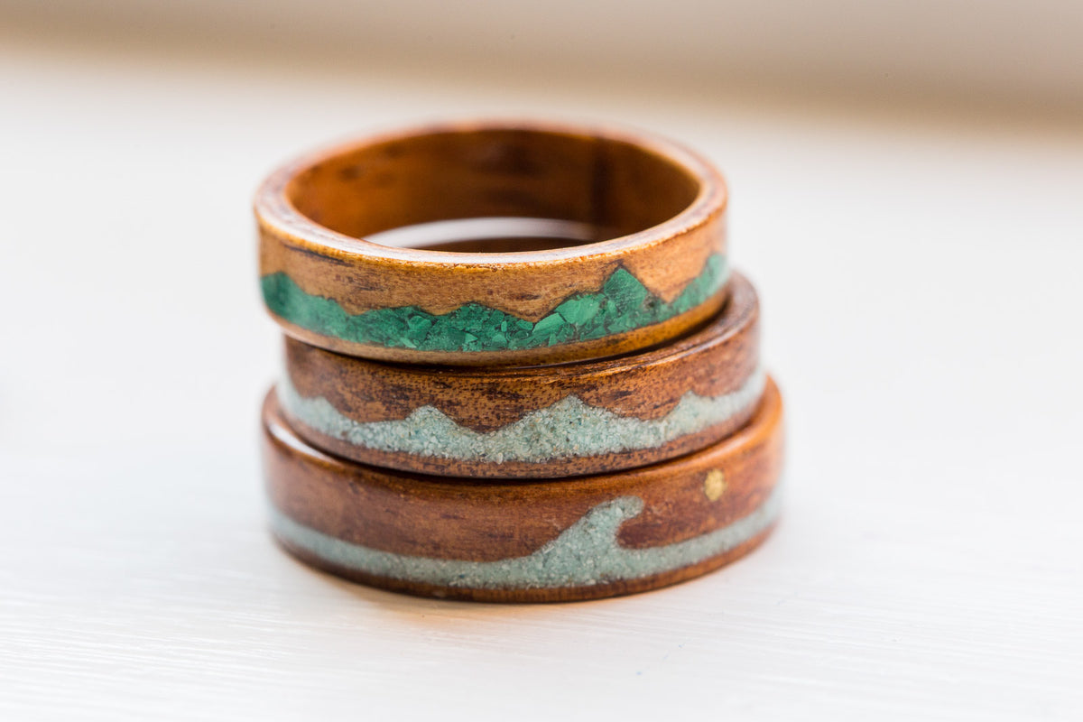 Surf Wave Ring - Mens Surf Rings - Surfer Wedding Rings