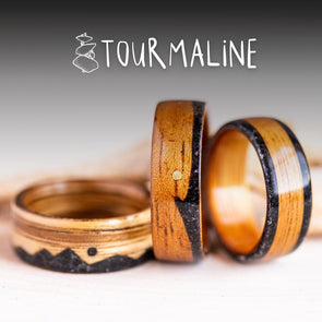 wooden ring with tourmaline inlay