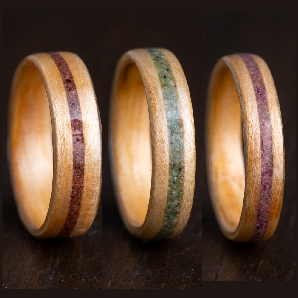 Wooden Ring with Birthstone 