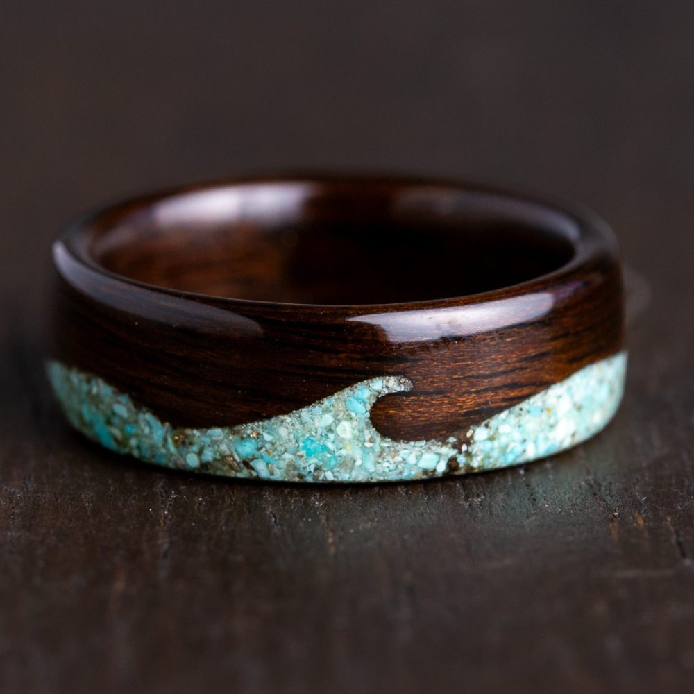 wave ring made from wood