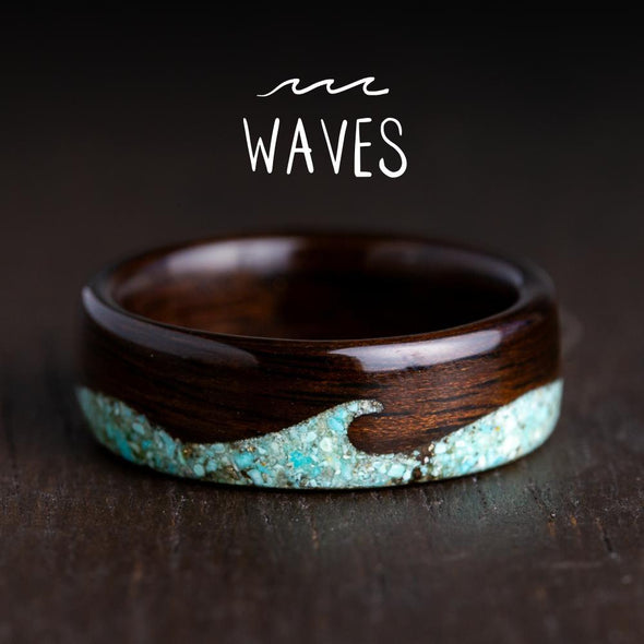 wave ring made from wood
