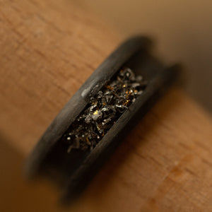 carbon fiber ring with metal and gold inlay