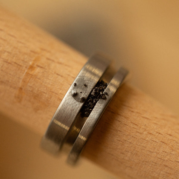 metal ring with black inlay