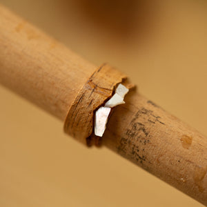 wood ring with mother of pearl inlay