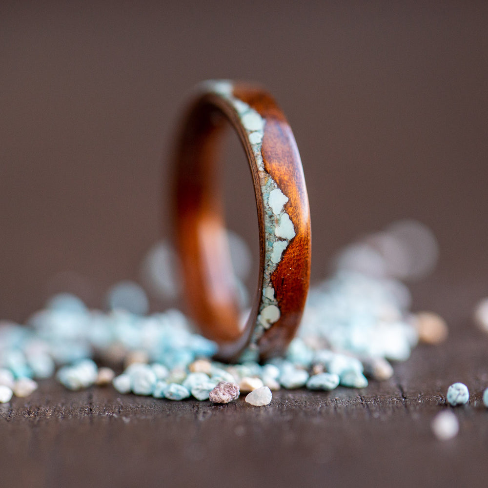 Wooden ring with turquoise