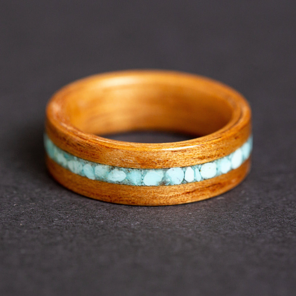 Hawaiian Koa wood turquoise inlay