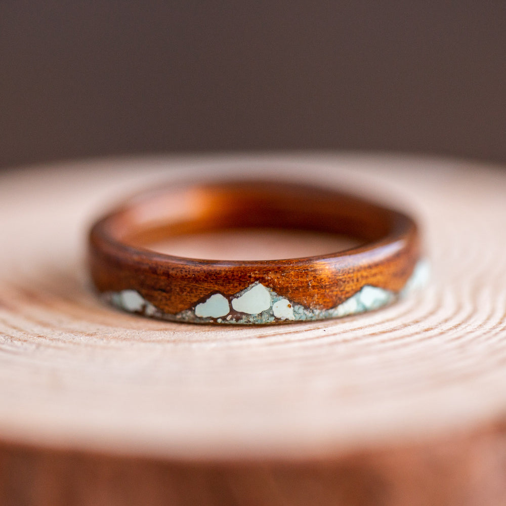 Wooden ring with turquoise